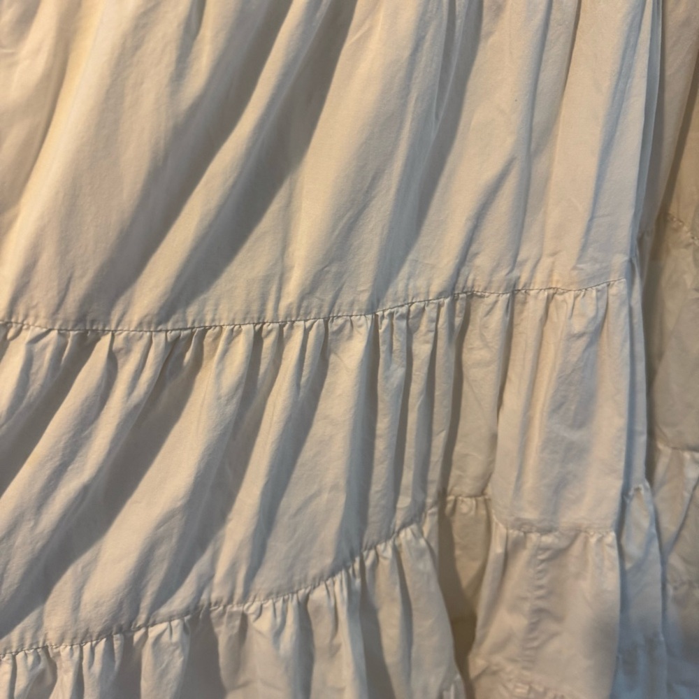 ULLA JOHNSON Off-White Ecru Olina Pleated Cotton-Poplin Midi Dress | Size 6 - Picture 9 of 11
